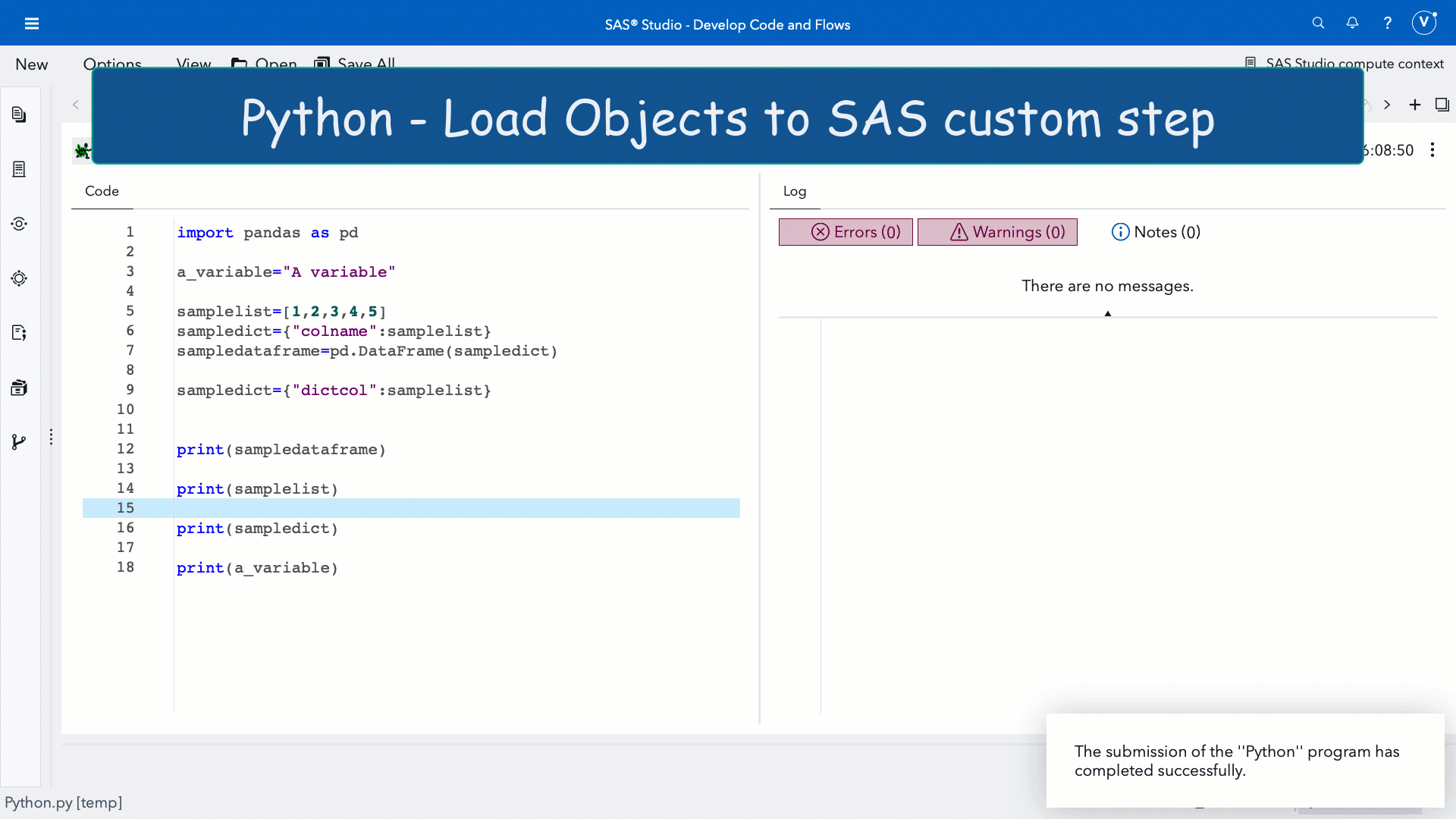 Load objects to SAS